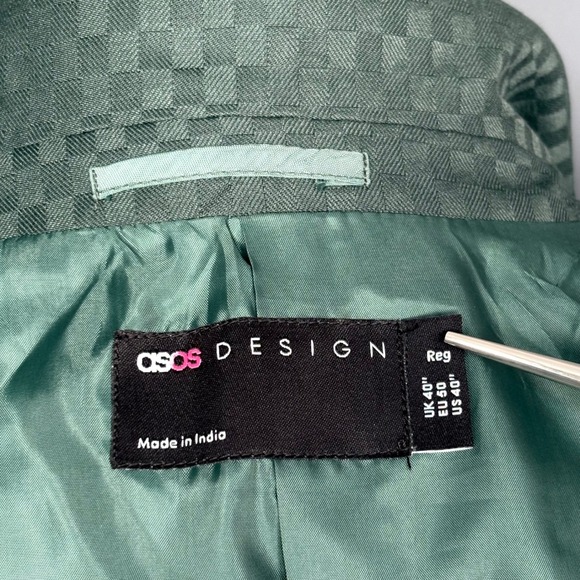 New w tags | ASOS Design Double Breasted Green Checkerboard Suit | 40R 32x30 | - Picture 15 of 16